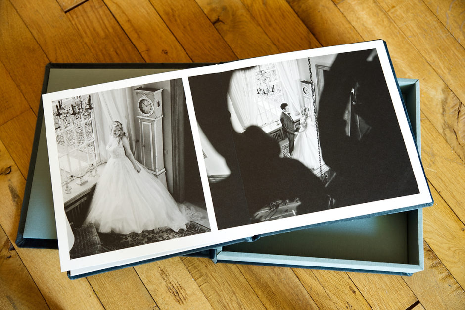 Egschell papier in een luxe album van een bruidspaar.